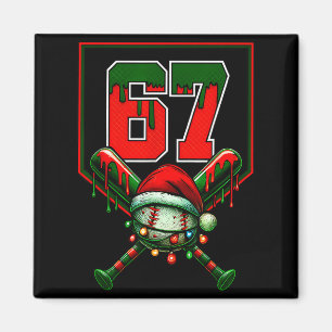 Christmas Baseball Drip Number 67 Player Or 67th B Magnet