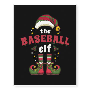 Christmas Baseball Elf Temporary Tattoos