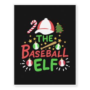 Christmas Baseball Elf Temporary Tattoos