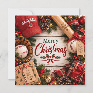 Christmas Baseball   Festive Holiday  Card