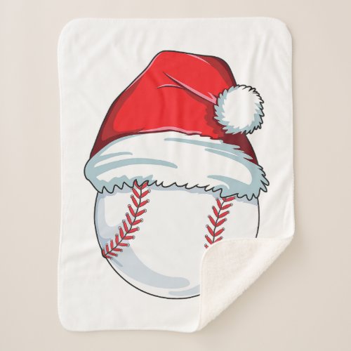 Christmas Baseball  For Kids Men Ball Santa Pajama Sherpa Blanket