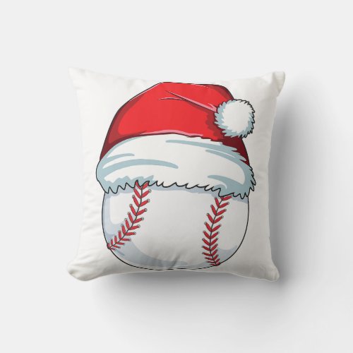 Christmas Baseball  For Kids Men Ball Santa Pajama Throw Pillow