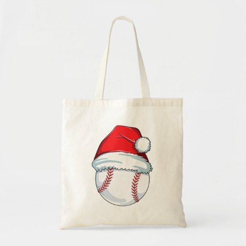 Christmas Baseball  For Kids Men Ball Santa Pajama Tote Bag