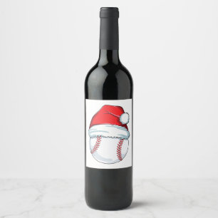 Christmas Baseball  For Kids Men Ball Santa Pajama Wine Label
