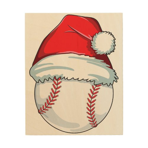 Christmas Baseball  For Kids Men Ball Santa Pajama Wood Wall Art