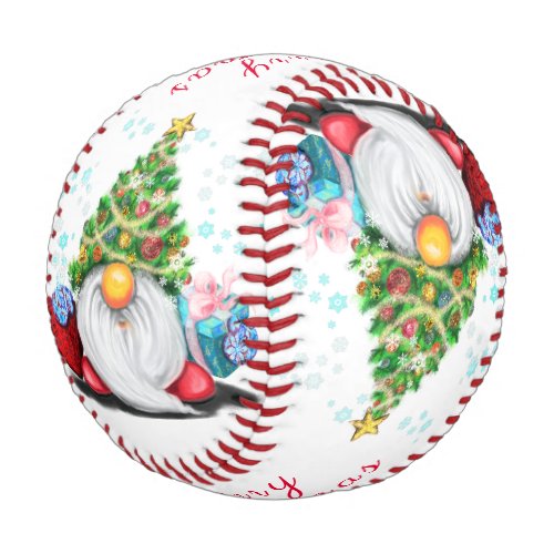 Christmas Baseball Gift Gnome with Gift 