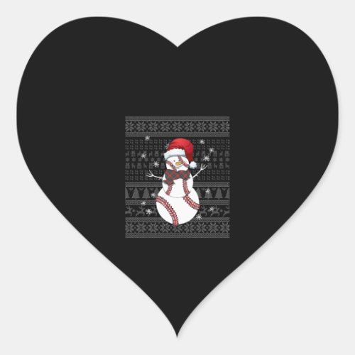 Christmas Baseball  Heart Sticker