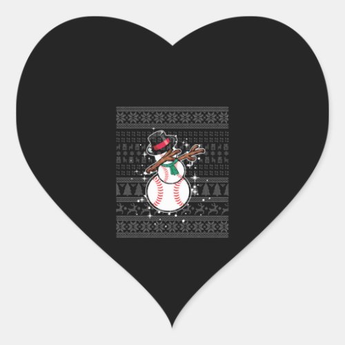 Christmas Baseball Heart Sticker
