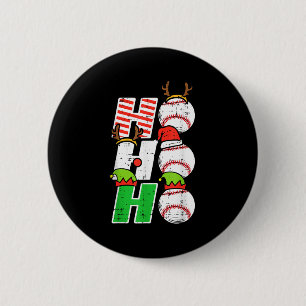 Christmas Baseball Ho Ho Ho Funny Xmas Srts Men Bo Button