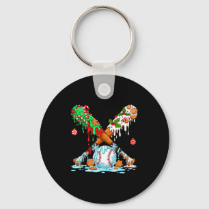 Christmas Baseball Ice Cream Drip Candy Game Day B Keychain