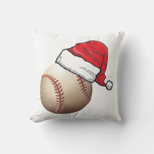 Christmas Baseball Leopard Throw Pillow (Front)