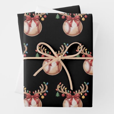 Christmas Baseball Lover Gift Player Xmas Sports Wrapping Paper Sheets