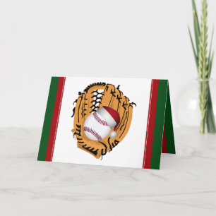 Christmas Baseball Mitt and Ball Holiday Card