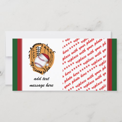 Christmas Baseball Mitt and Ball Holiday Card