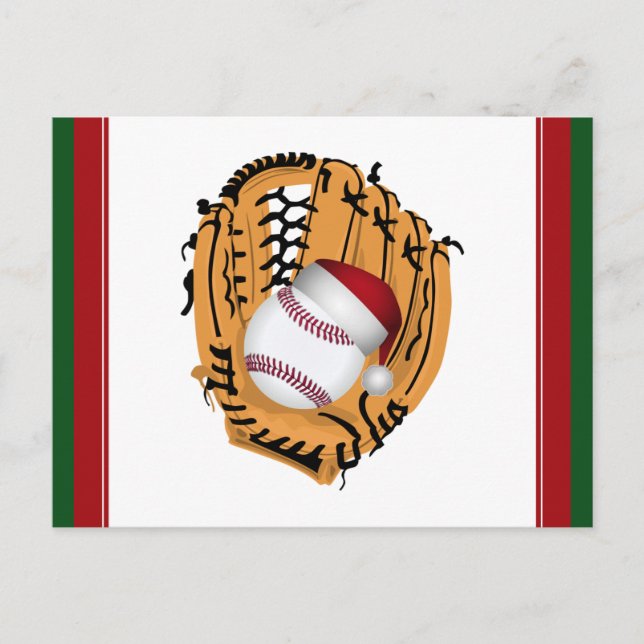 Christmas Baseball Mitt and Ball Holiday Postcard (Front)