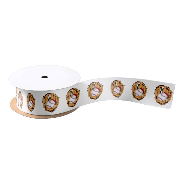Christmas Baseball Mitt and Ball Satin Ribbon (Spool)