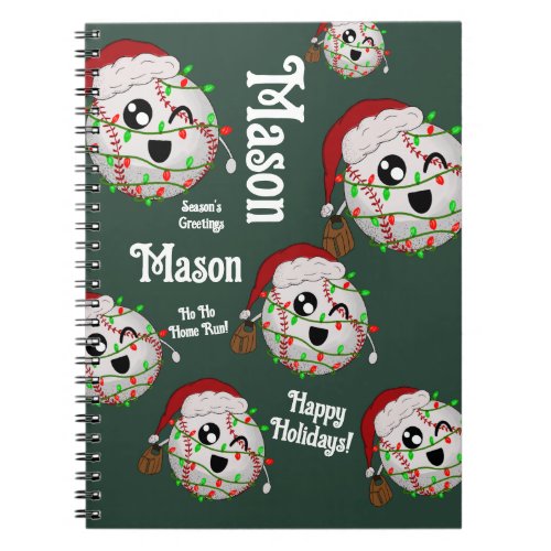 Christmas Baseball Personalized With Name Notebook