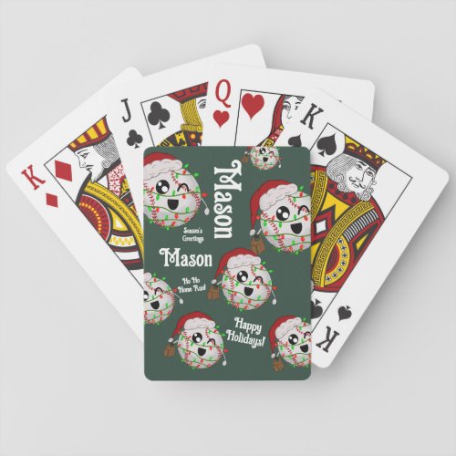 Christmas Baseball Personalized With Name Playing Cards