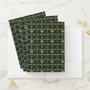 Christmas Baseball Player - Green Check Pocket Folder
