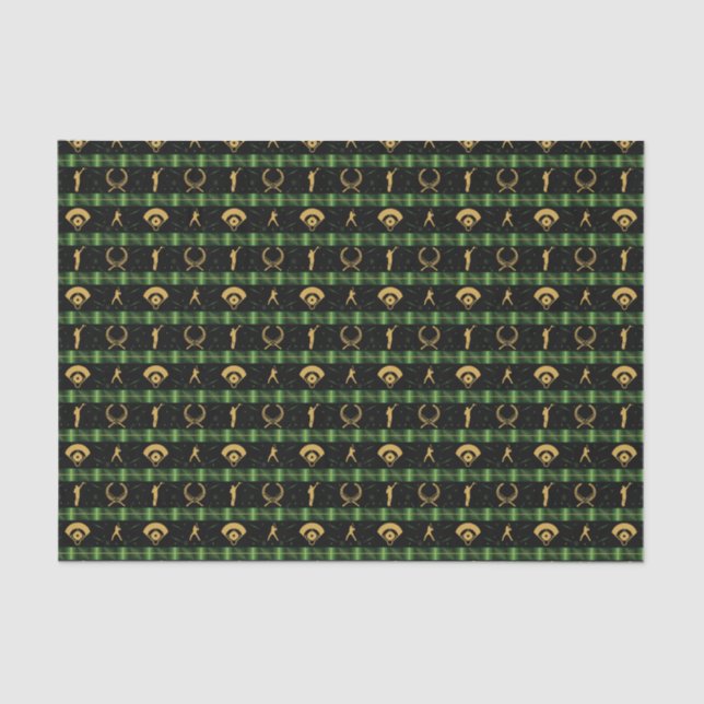 Christmas Baseball Player - Green Check Tissue Paper (Front)