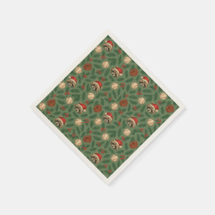 Christmas Baseball Raccoon Pattern Napkins