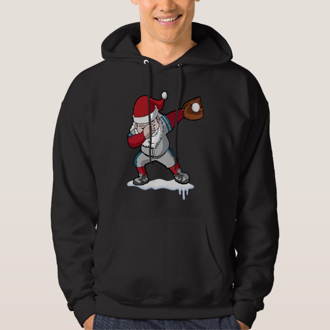 Christmas Baseball Santa Claus Quarterback Boys Ki Hoodie (Front)
