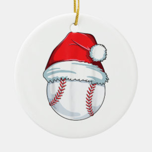 Christmas Baseball Santa Hat Ball Kids BoyOrnament Ceramic Ornament