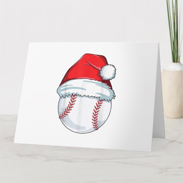 Christmas Baseball Santa Hat Ball Kids Boys Men Card (Front)