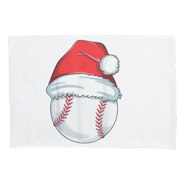 Christmas Baseball Santa Hat Ball Kids Boys Men Pillow Case (Front)