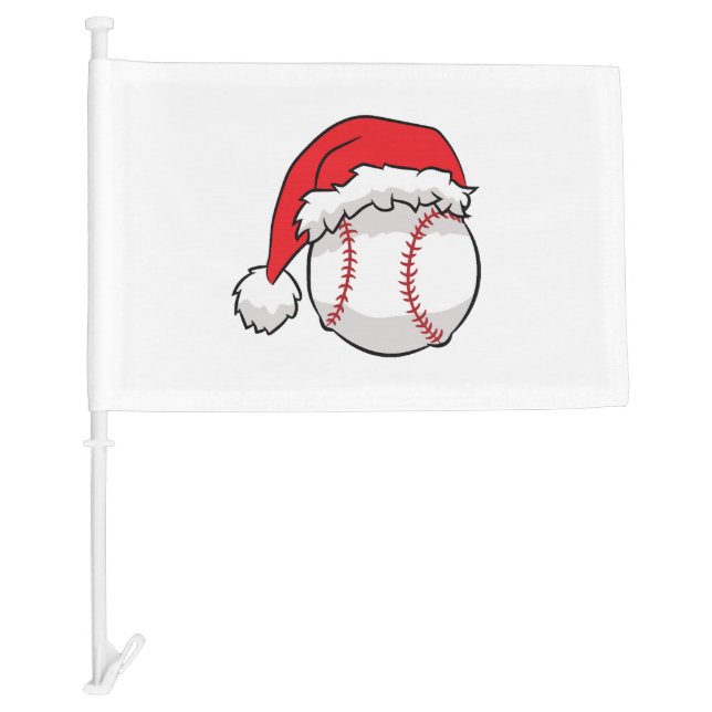 Christmas Baseball Santa Hat Baseball Christmas Car Flag (Front)