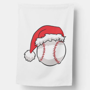 Christmas Baseball Santa Hat Baseball Christmas House Flag