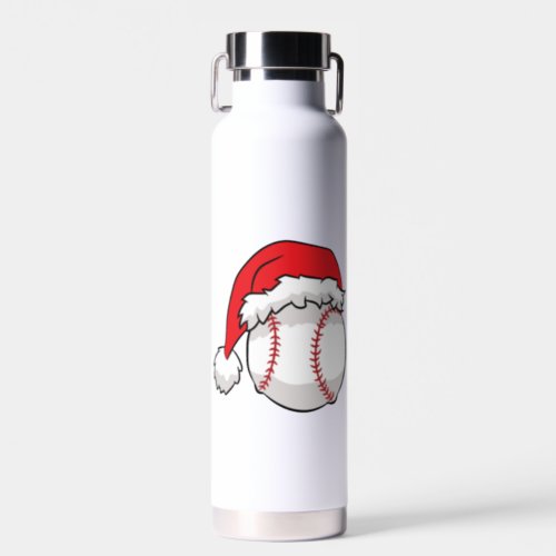 Christmas Baseball Santa Hat Baseball Christmas Water Bottle