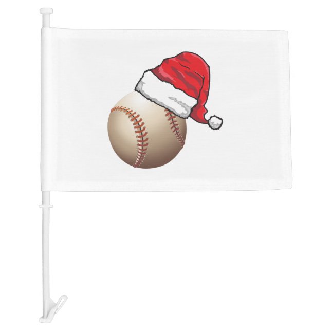 Christmas Baseball Santa Hat Car Flag (Front)