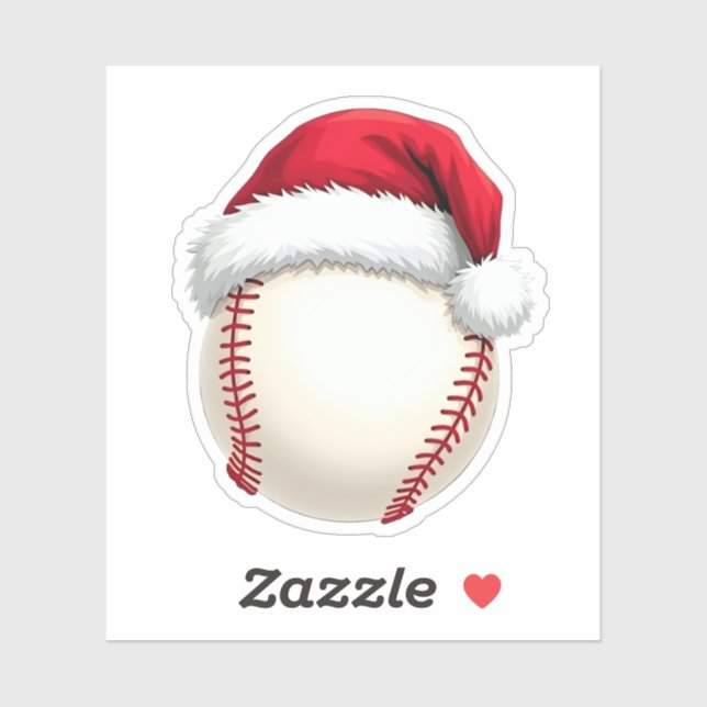Christmas Baseball Santa Hat Funny Sport Xmas Sticker (Sheet)