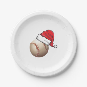 Christmas Baseball Santa Hat Paper Plates