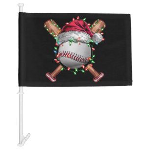Christmas Baseball Santa Sports Xmas Holiday Car Flag