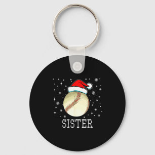 Christmas Baseball Sister Xmas Santa Hat Kids Boys Keychain