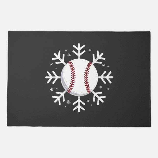 Christmas Baseball Snowflake Sport Hit hom run  Doormat (Front)