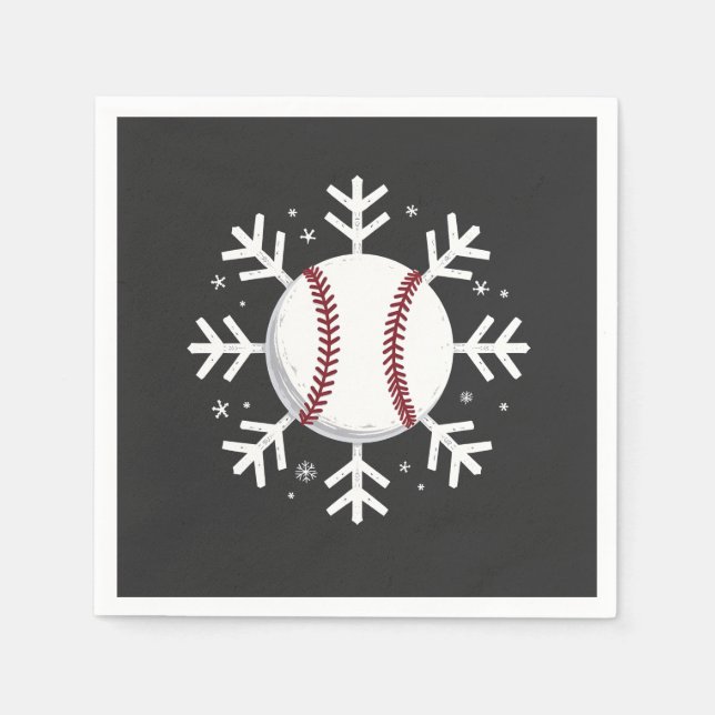 Christmas Baseball Snowflake Sport Hit hom run  Napkins (Front)