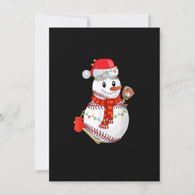 Christmas Baseball Snowman Baseball Mom Funny Xmas Invitation (Front)
