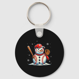 Christmas Baseball Snowman Boys Baseball Christmas Keychain