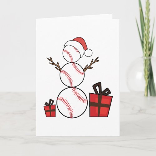 Christmas Baseball Snowman Funny Holiday Card