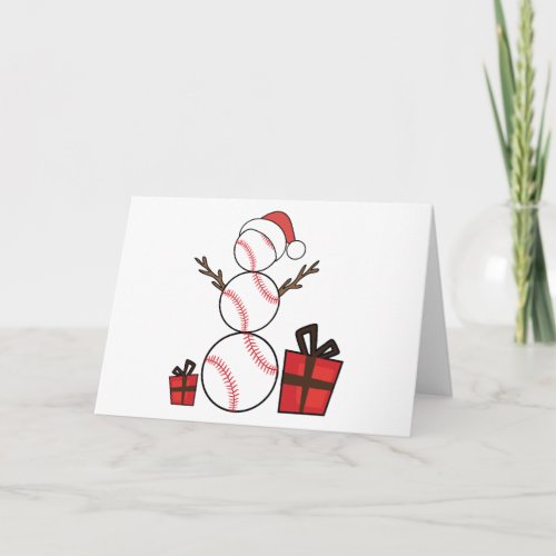 Christmas Baseball Snowman Funny Holiday Card