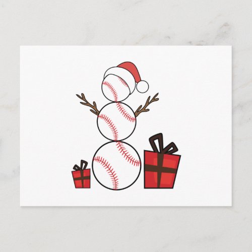 Christmas Baseball Snowman Funny Holiday Postcard
