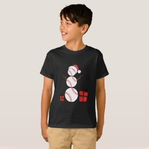 Christmas Baseball Snowman Funny T-Shirt