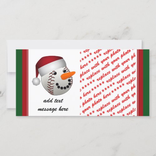 Christmas Baseball Snowman Holiday Card