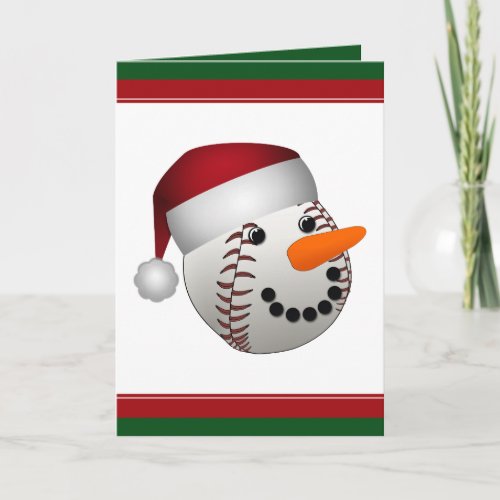 Christmas Baseball Snowman Holiday Card