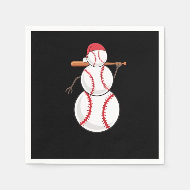 Christmas Baseball Snowman Napkins (Front)