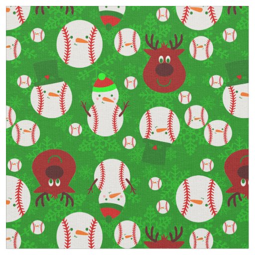christmas baseball snowman reindeer snowflake fabric