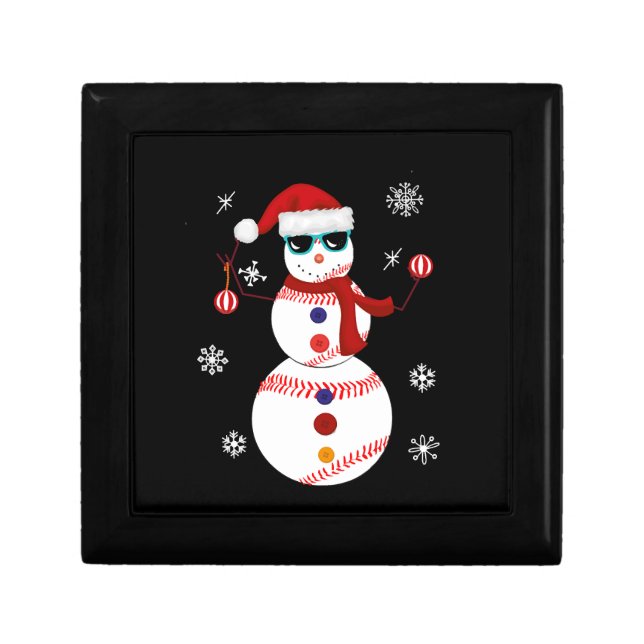 Christmas Baseball Snowman Santa Hat Gift  Box (Front)